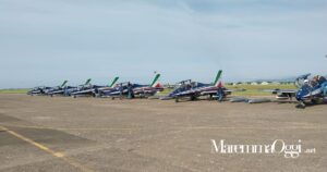 Le frecce tricolori sulla pista del Baccarini