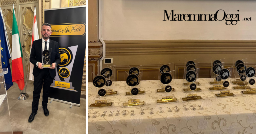 Il general manager di Novair Noxerior Gas Systems Federico Guidarelli riceve il premio Tuscany in the World