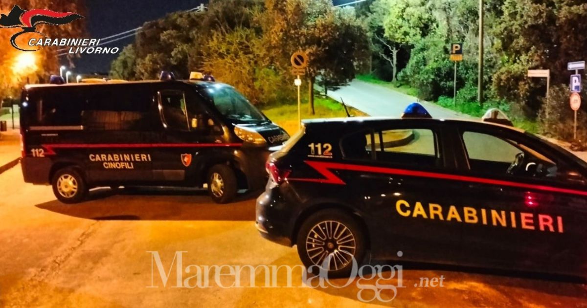 Un momento dei controlli dei carabinieri di Piombino sul territorio