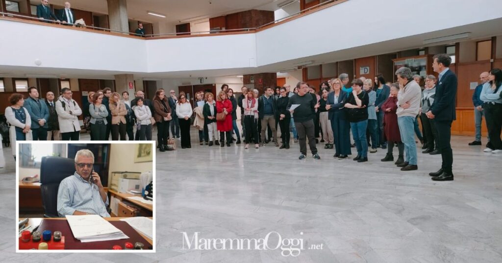 I colleghi di Andrea Savelli nel tribunale di Grosseto e nel riquadro Andrea Savelli