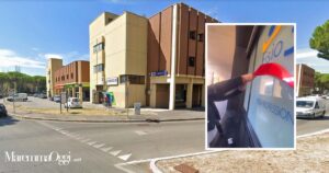 Il centro commerciale di Gorarella e un frame del video postato sui social