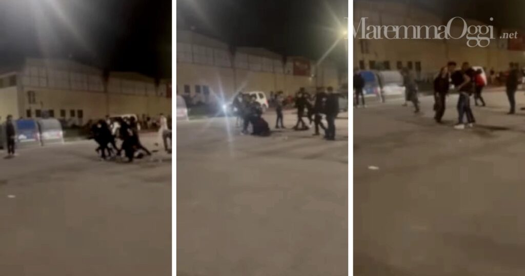 Alcuni fotogrammi dal video della rissa davanti al Faq